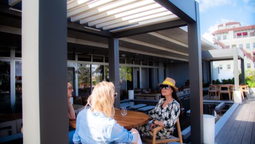 Covered outdoor dining space