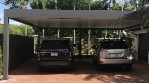 Carport for 2 vehicles grey - Hurricane Zones