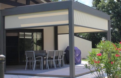Outdoor patio Screen, louvered roof pergola - Solar Screen