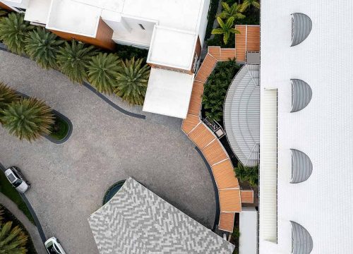 Custom pergola details from drone view - Azenco Outdoor