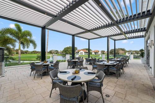 South Florida restaurant terrace covered with Azenco pergola