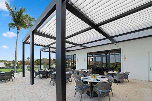 white and black pergola R-BLADE by Azenco