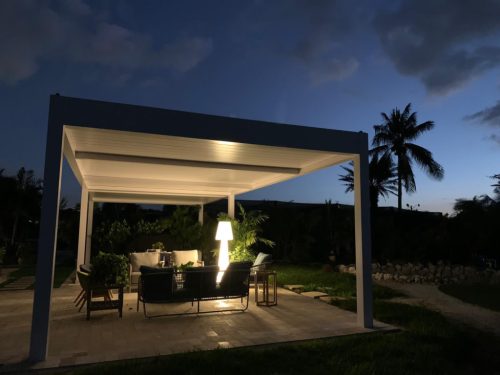 louvered pergola with lighting option
