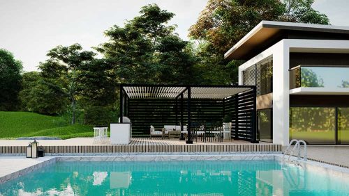 Black cabana in aluminum: K-BANA by Azenco Outdoor