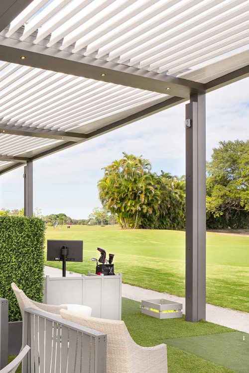 LED lights option for commercial pergola R-BLADE by Azenco