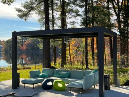 LOUVERED PERGOLA BRONZE ON THE LAKE