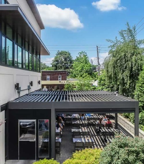 Azenco pergola - view from the outside.