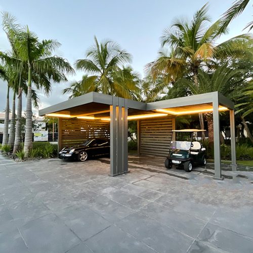 Luxury Golf cart and Porsche shelter in aluminum : R-Car car port by Azenco