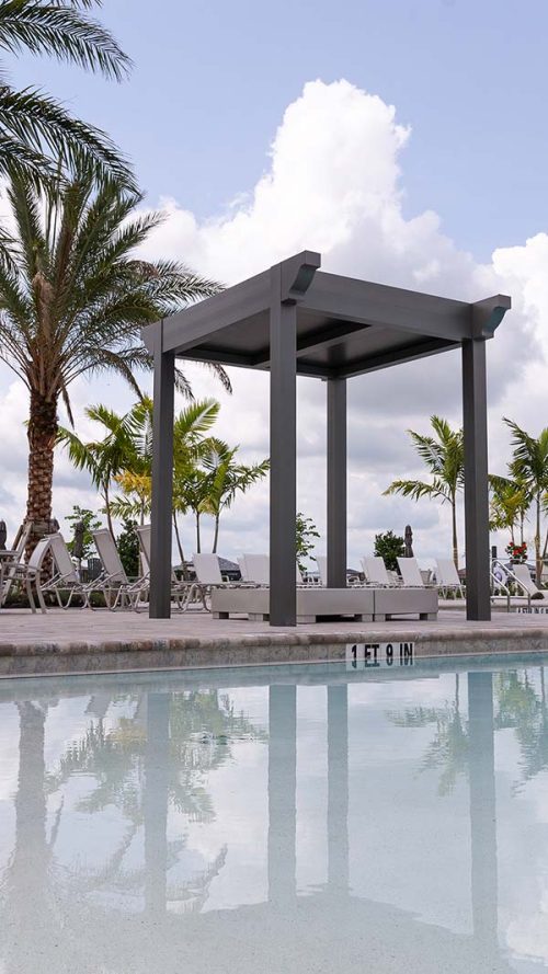 Pergola on pool deck - Verdana Village, Estero, FL. By Azenco Outdoor