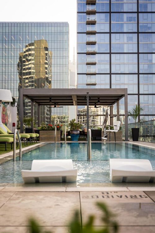 pergola on a hotel pool deck