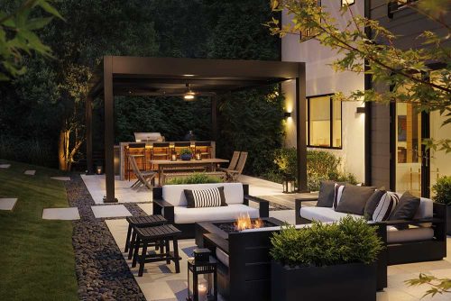 All-season outdoor space at night - Azenco